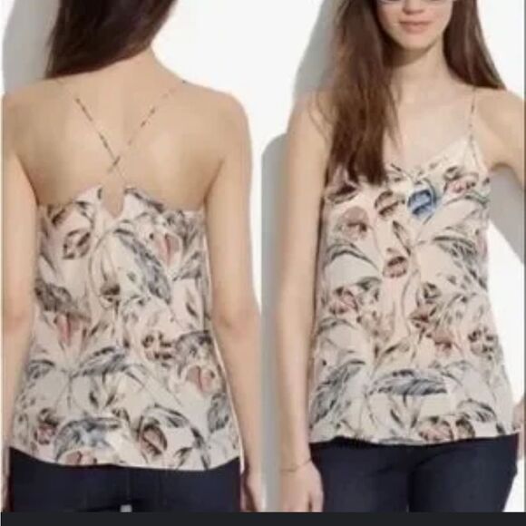 Madewell Tops - Madewell Floral Print Crisscross Silk Cami. Size Small